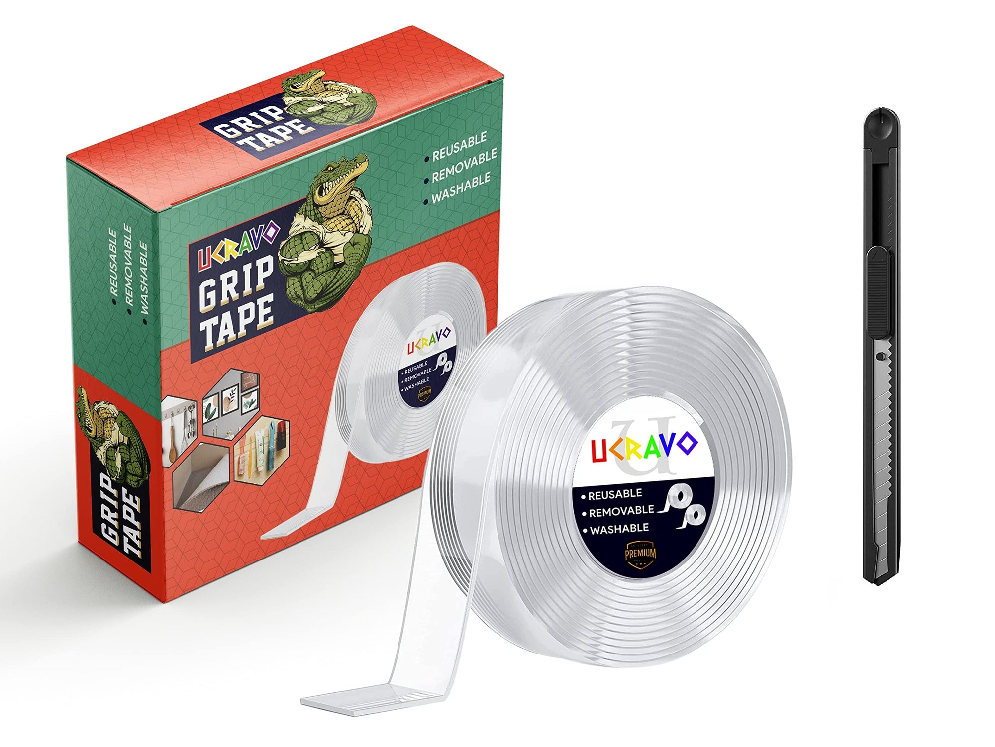 UCRAVO Double Sided Tape Heavy Duty - Multipurpose Removable Traceless Mounting Adhesive Tape for Walls,Washable Reusable Strong Sticky Strips Grip Tape