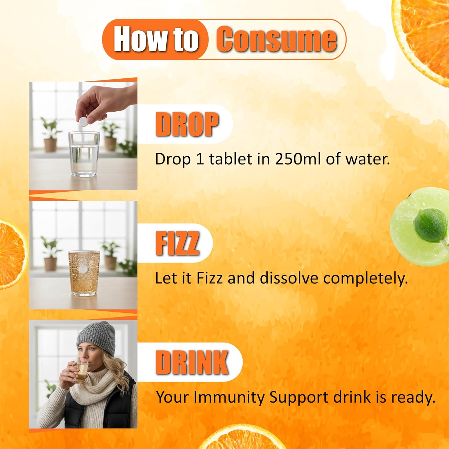 TREE BORN Vitamin C - Amla Extract + Zinc for Immunity | Helps to Boost Collagen for Healthy Skin, Hair &amp; Nails | Orange Flavour- Pack of 2 (40 tablets)