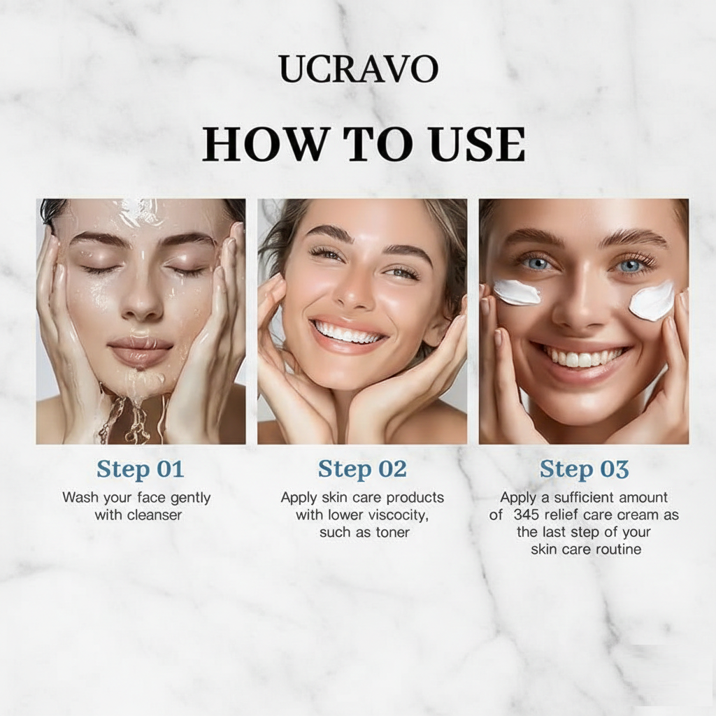 UCRAVO  345 Relief Cream | Daily Face Moisturizer for Soothing Recovery and Blemish Care with PDRN & Niacinamide | Korean Vegan Skin Care for All Skin Types, 1.69 Fl Oz
