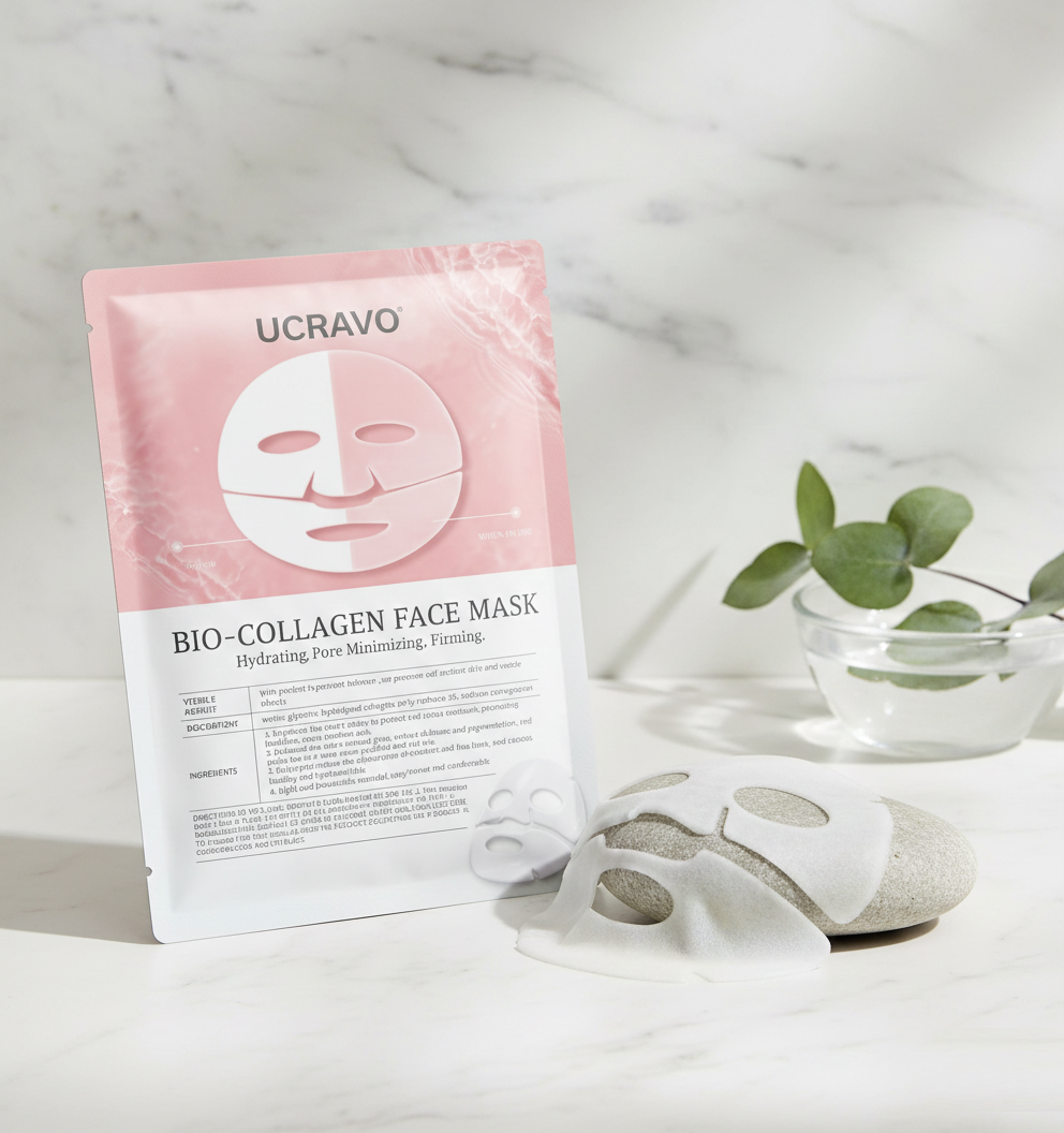 UCRAVO Bio-Collagen Real Deep Mask,Collagen low Up Mask,Collagen Face Mask Overnight,Korean Anti Wrinkle Lifting Face Mask, Elasticity Improvement, Creating Glass Skin