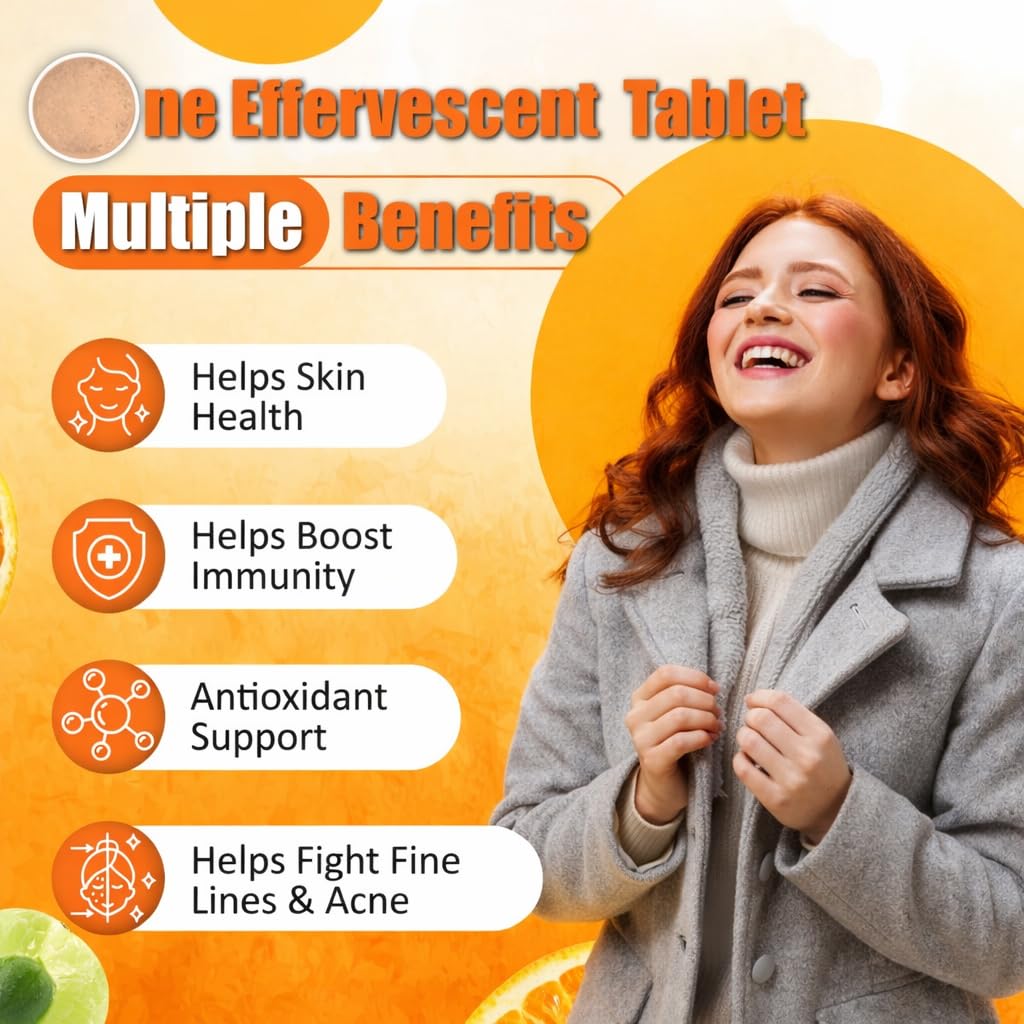 TREE BORN Vitamin C - Amla Extract + Zinc for Immunity | Helps to Boost Collagen for Healthy Skin, Hair &amp; Nails | Orange Flavour- Pack of 2 (40 tablets)