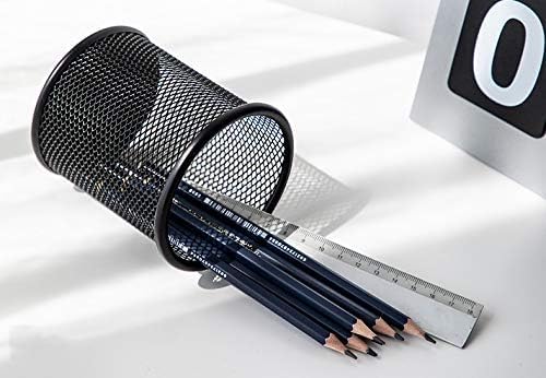 UCRAVO Black Round Mesh Pen Stand, Pencil Holder, Pen Organizer for Desk, Pen Cups, Stationary Storage Stand, Makeup Brush Holders, Pen, Pencil Holder for Office Home and Study Table