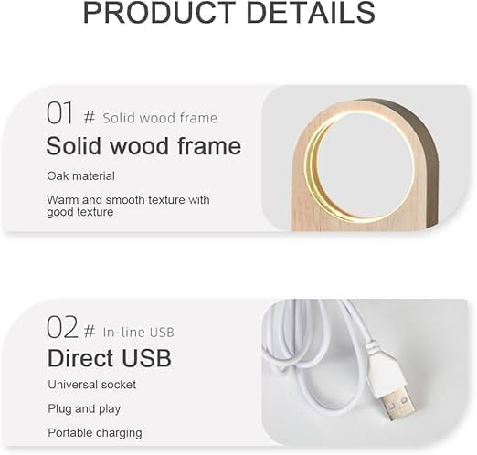 UCRAVO 3D Saturn Crystal Ball Night LED Light Lamp for Kids with Wooden Base, USB Rechargeable, Wood Holder Display Stand Night Lamps Desktop Home Decoration Birthday Gift for Kids Boys & Girls