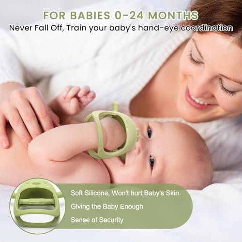 UCRAVO 1 Pack Baby Teething Toys, Teething Mitten for Babies, Silicone Teether for Toddler Infant Baby, Chew Toys for Sucking Needs, Easy to Grip, Never Drop Hand Wrist Teether(Sky Blue)