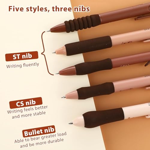 UCRAVO Green Tea 5 Pcs Gel Retractable Quick Dry Blue Ink 0.5mm Fine Point Aesthetic Stuff Ink Comfort Grip Smooth Writing Journaling Note Taking Pens Bulk Pens School Office Supplies Green