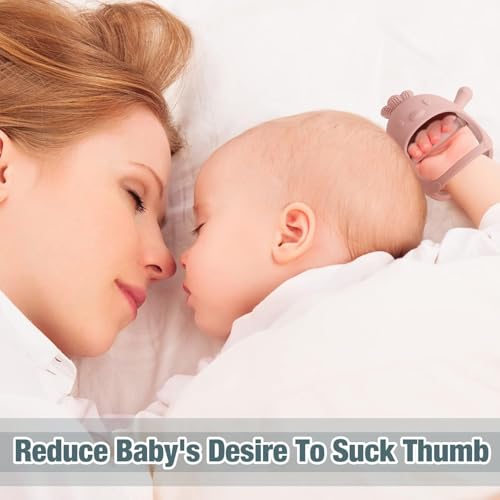 UCRAVO 1 Pack Baby Teething Toys, Teething Mitten for Babies, Silicone Teether for Toddler Infant Baby, Chew Toys for Sucking Needs, Easy to Grip, Never Drop Hand Wrist Teether(Sky Blue)