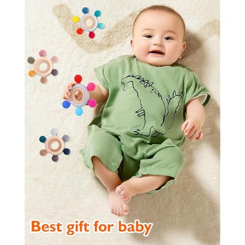 UCRAVO 1 Pack Baby Teething Toys, Teething Mitten for Babies, Silicone Teether for Toddler Infant Baby, Chew Toys for Sucking Needs, Easy to Grip, Never Drop Hand Wrist Teether(Sky Blue)