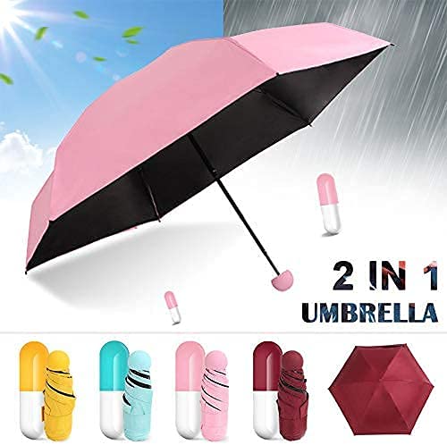 UCRAVO Mini Capsule Umbrella Small Pockets - Automatic Open & Close Button UV Protection Umbrella For Office School Collage