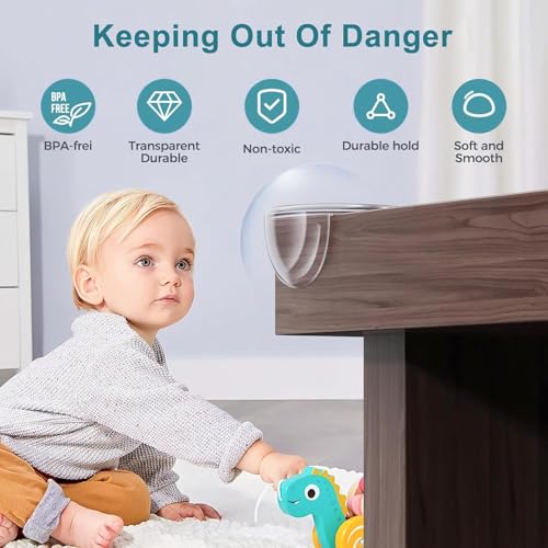 UCRAVO 8 pcs Brown Baby Safety Table Corner Protectors, Furniture Corner and Edge Safety Bumpers, Soft Rubber Foam Cushion Covers, 3M Taped Corner Guards, Baby Child Proofing Pads Rubber Corners