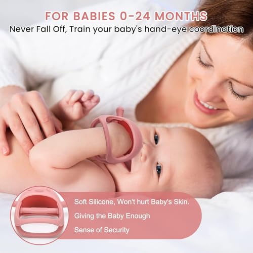 UCRAVO 1 Pack Baby Teething Toys, Teething Mitten for Babies, Silicone Teether for Toddler Infant Baby, Chew Toys for Sucking Needs, Easy to Grip, Never Drop Hand Wrist Teether(Sky Blue)