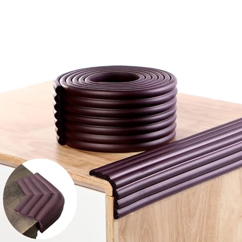 UCRAVO 8 pcs Brown Baby Safety Table Corner Protectors, Furniture Corner and Edge Safety Bumpers, Soft Rubber Foam Cushion Covers, 3M Taped Corner Guards, Baby Child Proofing Pads Rubber Corners