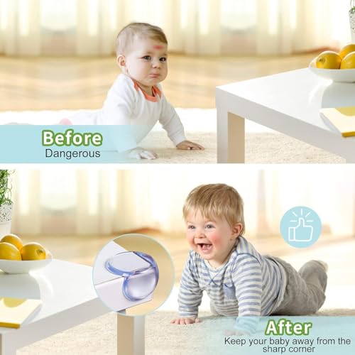 UCRAVO 8 pcs Brown Baby Safety Table Corner Protectors, Furniture Corner and Edge Safety Bumpers, Soft Rubber Foam Cushion Covers, 3M Taped Corner Guards, Baby Child Proofing Pads Rubber Corners
