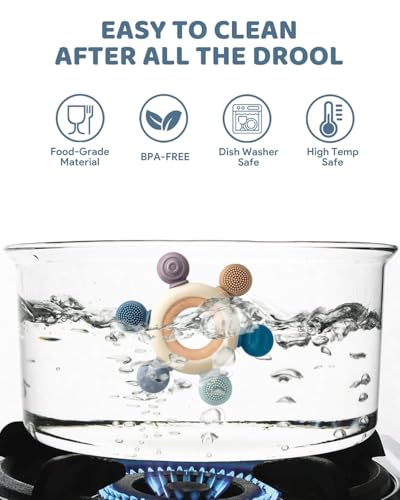 UCRAVO 1 Pack Baby Teething Toys, Teething Mitten for Babies, Silicone Teether for Toddler Infant Baby, Chew Toys for Sucking Needs, Easy to Grip, Never Drop Hand Wrist Teether(Sky Blue)