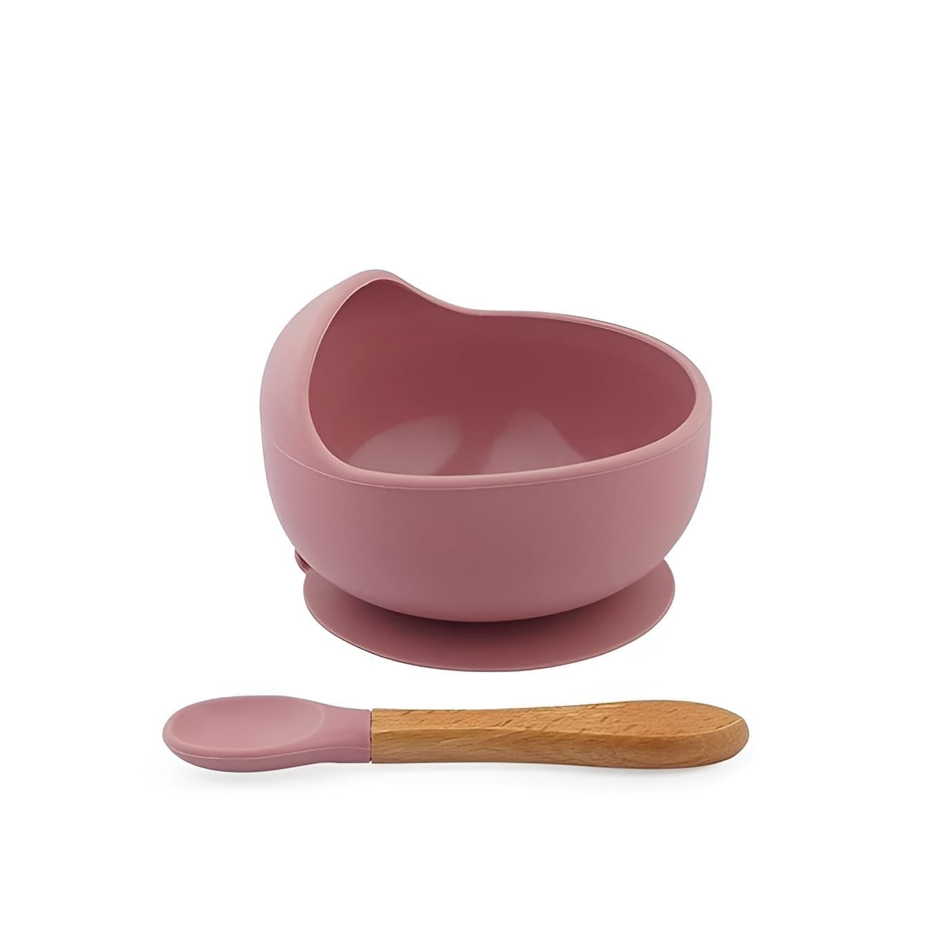 UCRAVO Pink Baby Feeding Bowl & Spoon Set | Silicone Suction Bowl for Baby Food | BPA Free Toddler Bowl | Anti-Spill Design Baby Led Weaning Self Feeding Set | Infant Silicone Bowl with Spoon