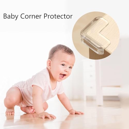 UCRAVO 8 pcs Brown Baby Safety Table Corner Protectors, Furniture Corner and Edge Safety Bumpers, Soft Rubber Foam Cushion Covers, 3M Taped Corner Guards, Baby Child Proofing Pads Rubber Corners