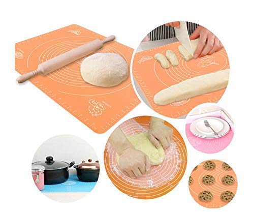 UCRAVO Silicon Dough Mat, Cooking Kneading, Non-Stick Fondant, Reusable Stretchable for Kitchen Mat (Random Colour, 50cm x 40cm)