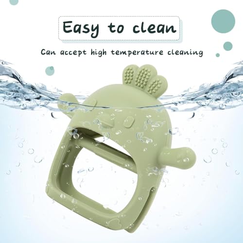 UCRAVO 1 Pack Baby Teething Toys, Teething Mitten for Babies, Silicone Teether for Toddler Infant Baby, Chew Toys for Sucking Needs, Easy to Grip, Never Drop Hand Wrist Teether(Sky Blue)