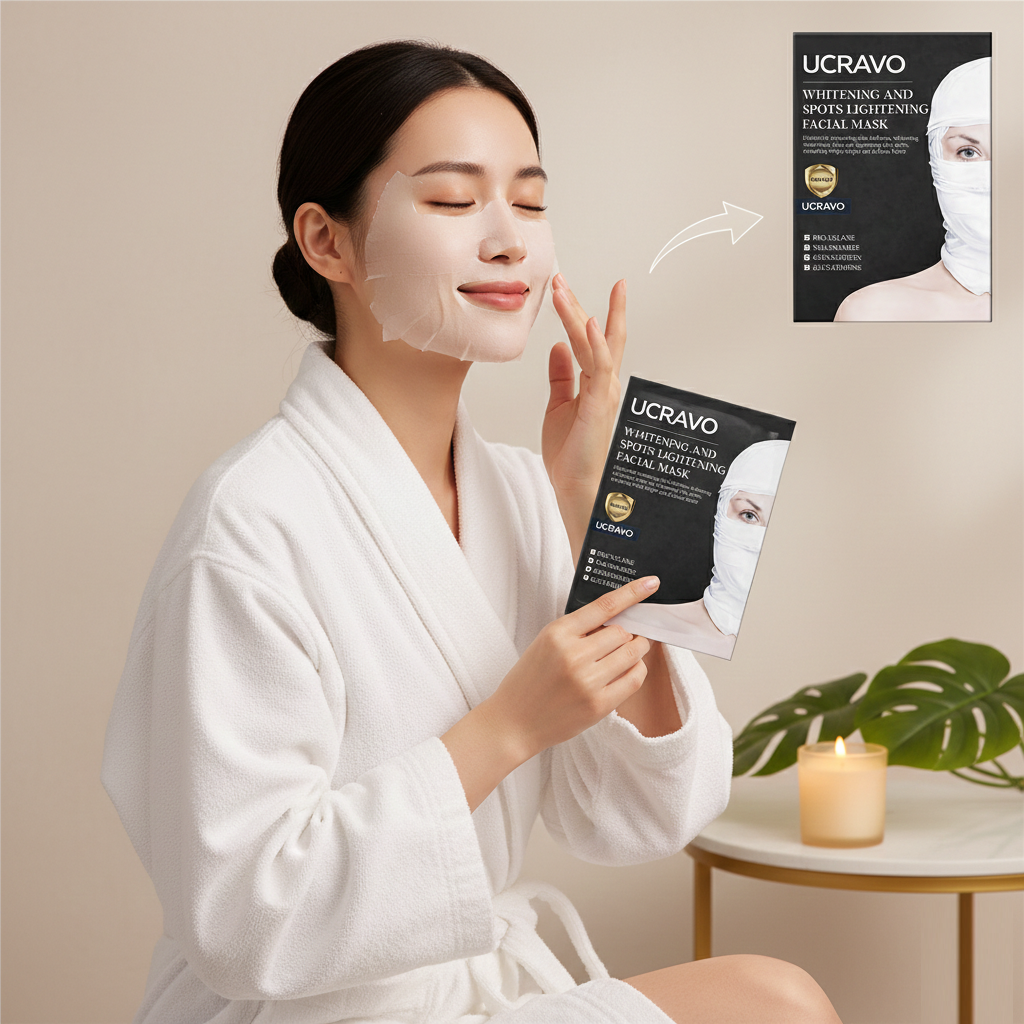 UCRAVO Brightening & Even Tone Facial Mask with Niacinamide - Visibly Radiant Complexion Daily Gentle Care for All Skin Types Korean Skincare 5 Sheets Per Box