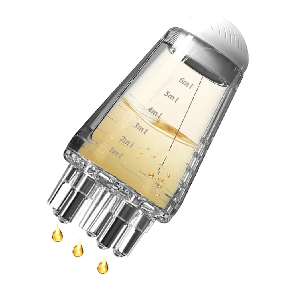 UCRAVO Hair Oil Applicator for Scalp Massage, 6ml Transparent Plastic Refillable Bottle with Leakproof Detachable Tip, Precise Oil Dispenser for Hair Growth, Scalp Treatment & Oiling Tool