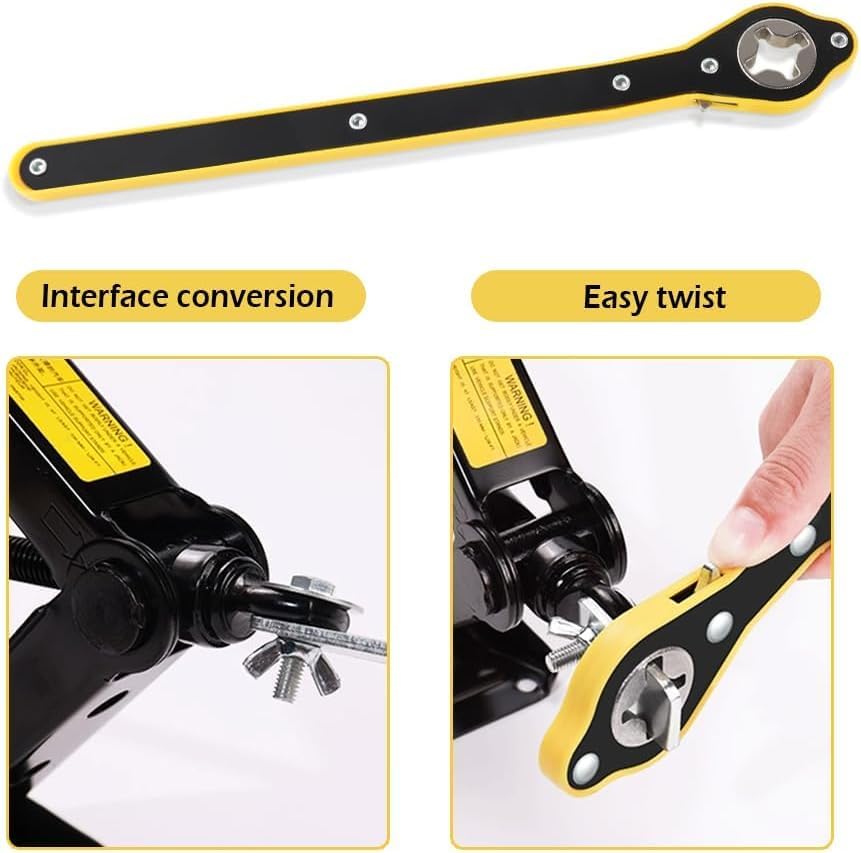 UCRAVO Labor-Saving Jack Wrench for Car, Truck & SUV | 360° Swivel Ratchet Wrench with Positive/Negative Reversal | Heavy Duty Lug Nut Remover Tool | Universal Jack Kit