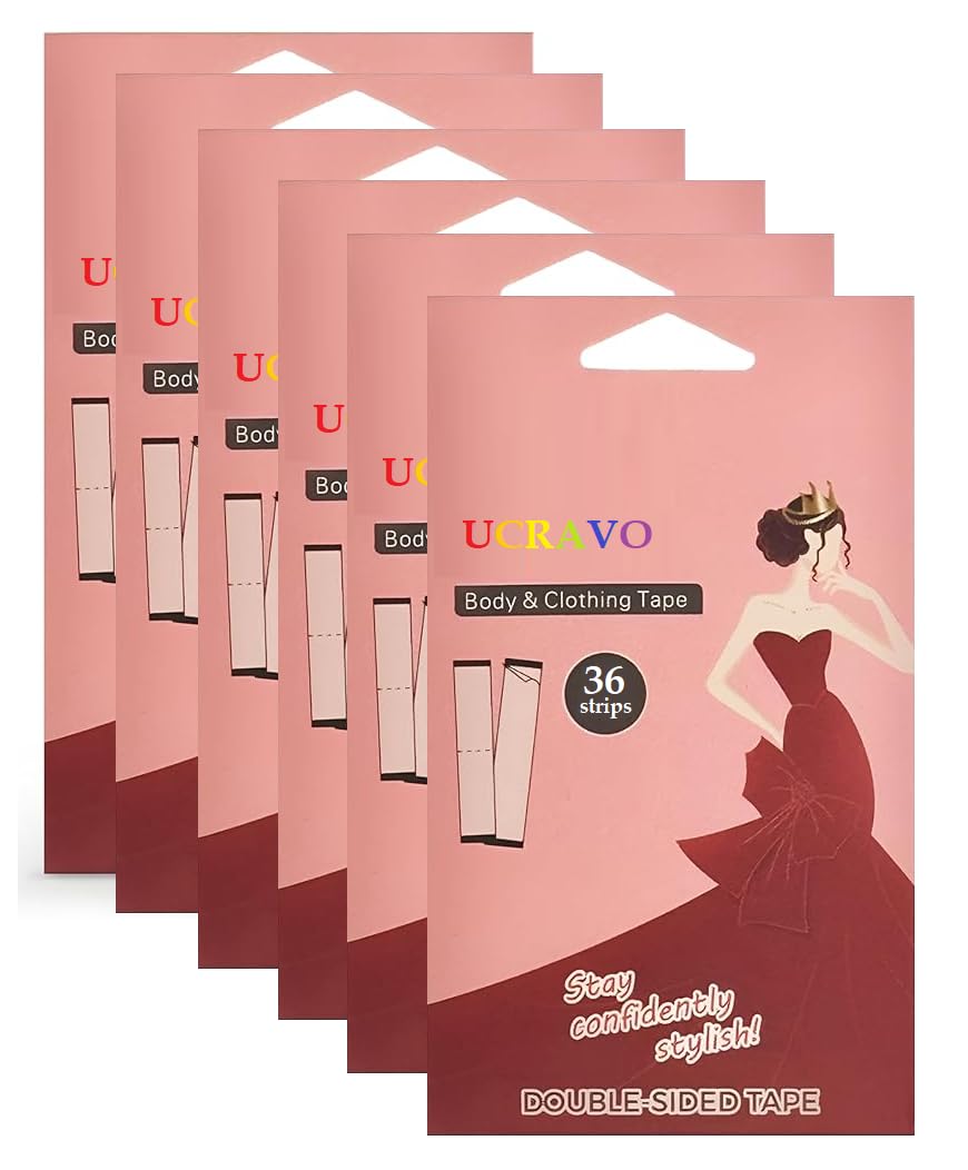 UCRAVO Double-Sided Body Tape for Women - Invisible Fashion Tape, Bra Sticker Tape, Clothing & Dress Adhesive, Transparent Skin Tape for Body, No Show Stickers for Clothes & Fashion