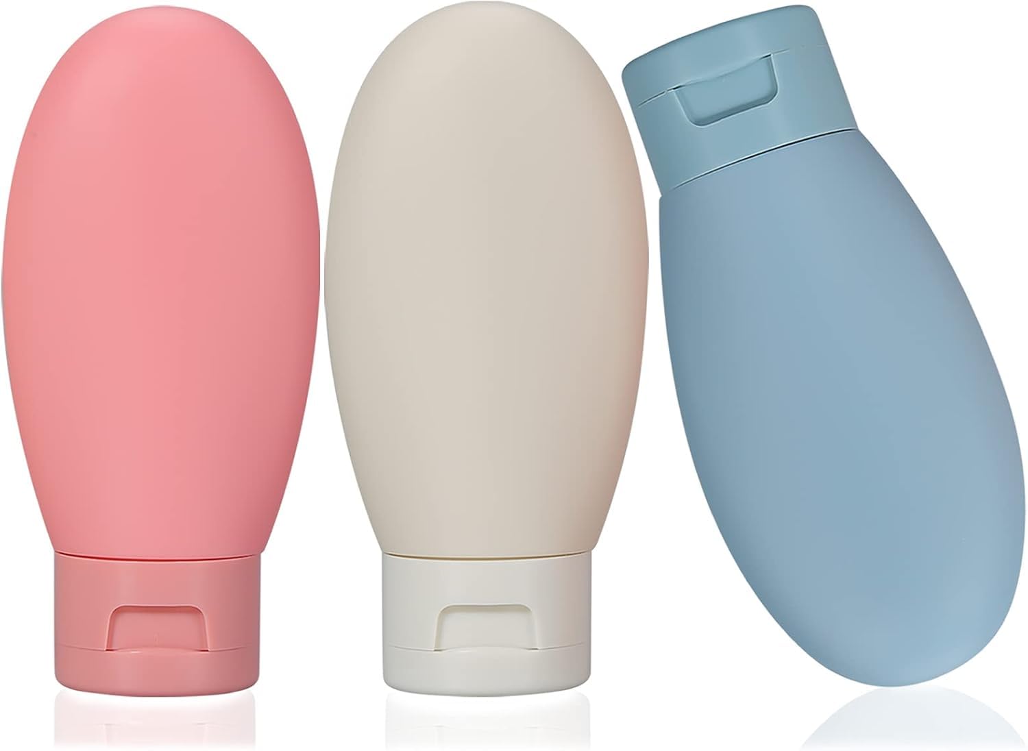 Ucravo 3 Pcs Travel Bottles for Toiletries, Portable Silicone Travel Container Set for Cream, Shampoo, Hand Wash, Lotion Storage, Leakproof Mini Travel Essentials for Women Travel Accessories(60ml)
