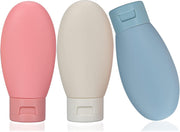 Ucravo 3 Pcs Travel Bottles for Toiletries, Portable Silicone Travel Container Set for Cream, Shampoo, Hand Wash, Lotion Storage, Leakproof Mini Travel Essentials for Women Travel Accessories(60ml)