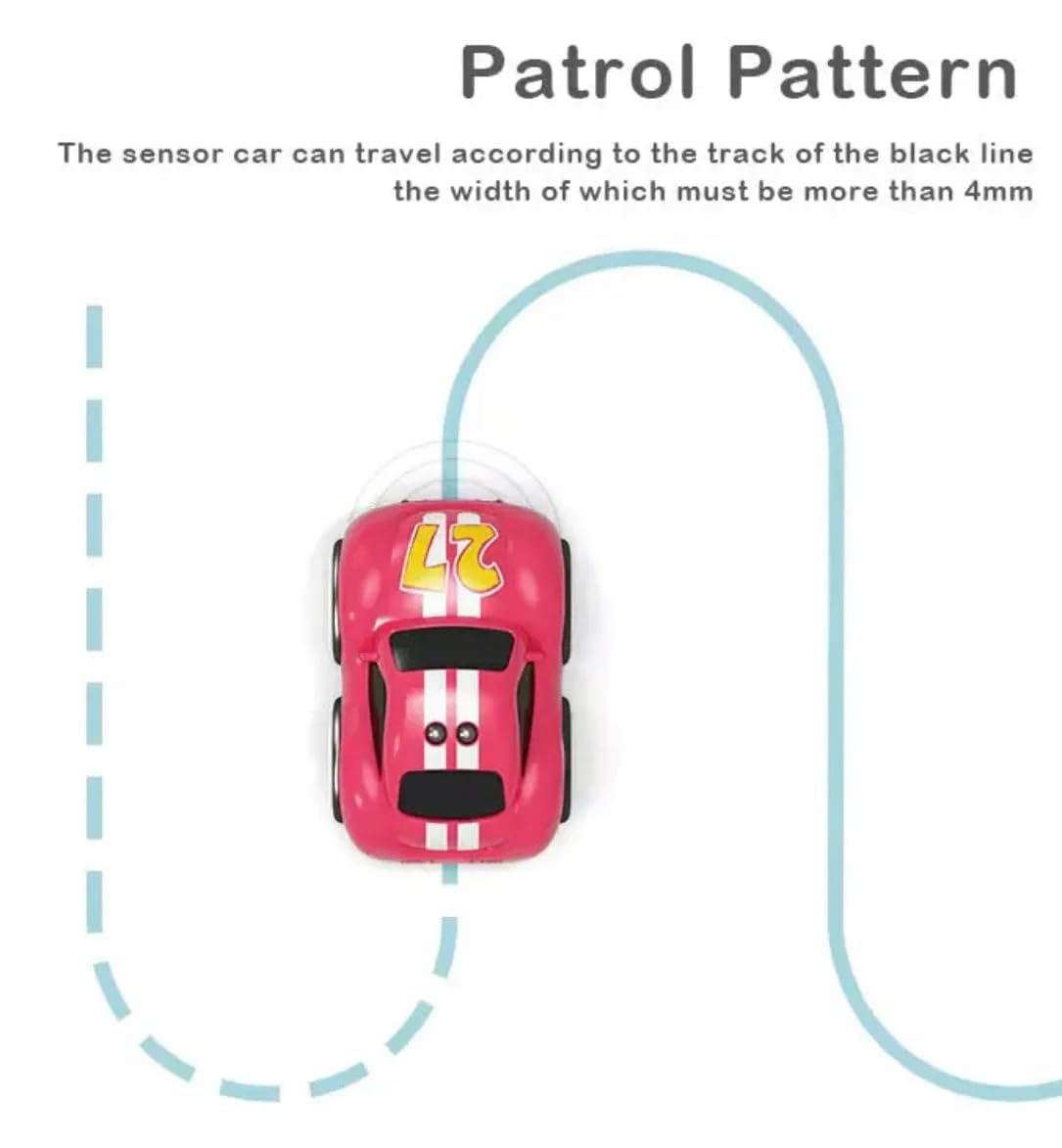 UCRAVO Magic Induction 2.4G RC Car for Kids with Rail Track Line Following Mode,Smart Sensor Patrol Toy Car,Remote Control Racing Vehicle & Auto Follow Path,Educational STEM Toy Gift for Boys & Girls