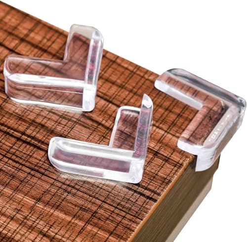 UCRAVO 8 pcs Brown Baby Safety Table Corner Protectors, Furniture Corner and Edge Safety Bumpers, Soft Rubber Foam Cushion Covers, 3M Taped Corner Guards, Baby Child Proofing Pads Rubber Corners