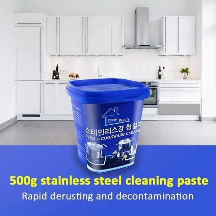 UCRAVO Multipurpose Quickly Cleaner & Polish Remover Paste Stainless Steel Oven, Cookware & Kitchen Surface Cleaner Heavy Duty Grease,Stain,Rust & Tarnish Remover Pots,Pans, Sinks Appliances & Metal