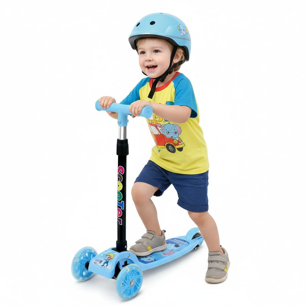 UCRAVO Kids 3 Wheel Scooter for Boys & Girls Adjustable Height Kick Scooter for Toddlers & Kids Lean to Steer Baby Scooter with LED Wheels Anti-Slip Deck Indoor Outdoor Ride-On Toy for Age 2–6 Years