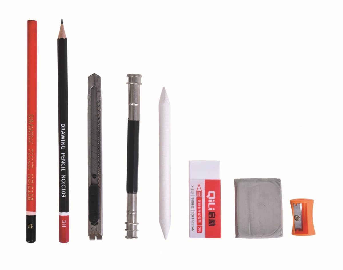 UCRAVO Professional Sketching & Drawing Pencil Set 30 Pcs Artist Kit with Graphite Shading Pencils,Charcoal, Blending Tools, Eraser & Sharpener Metal Box Art Supplies for Adults, Beginners, Students
