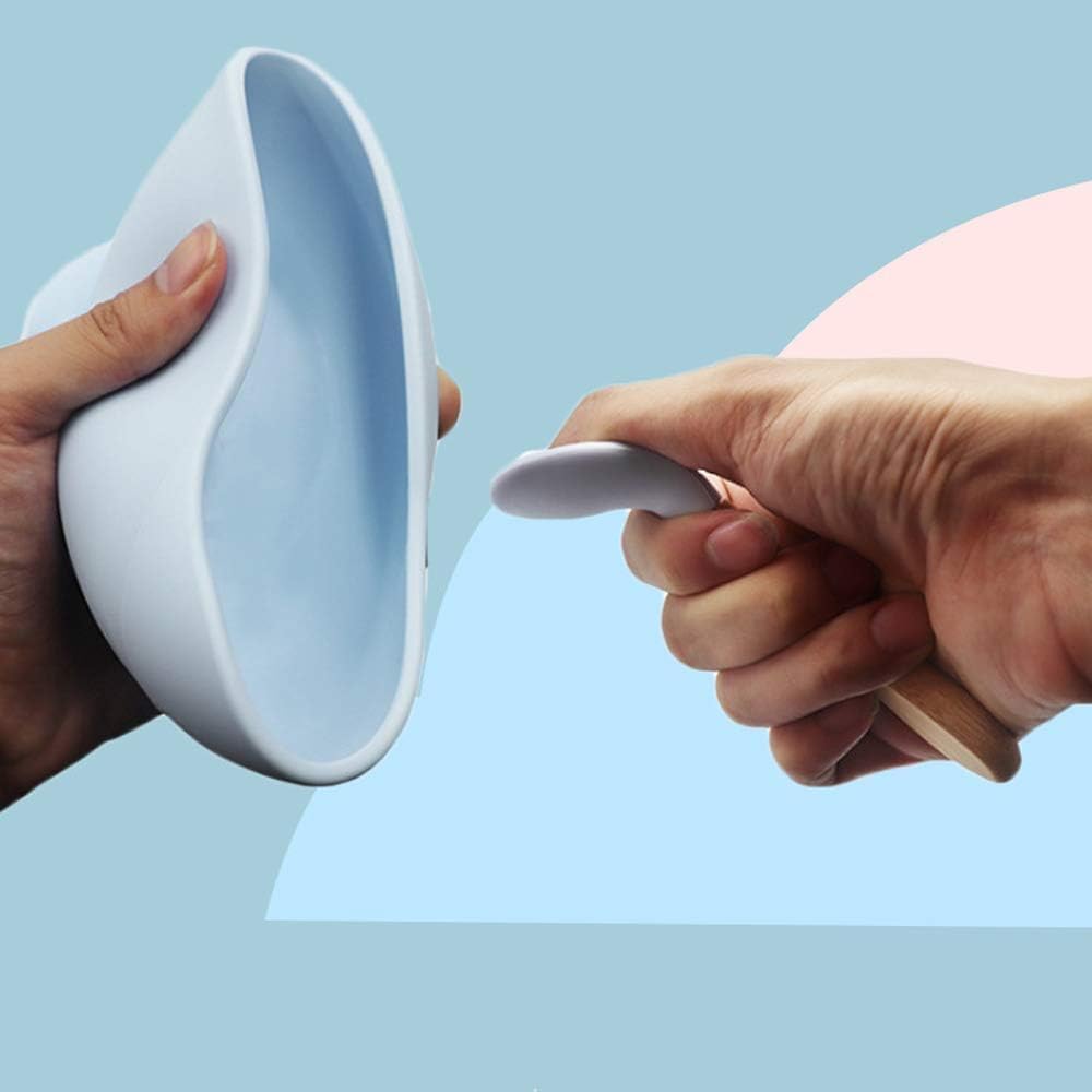 UCRAVO Blue Silicone Baby Feeding Bowl & Spoon Set with Strong Stay-Put Suction | 100% BPA Free Food Grade Silicone | First Stage Self-Feeding Essentials for Infants & Toddlers | Dishwasher Safe