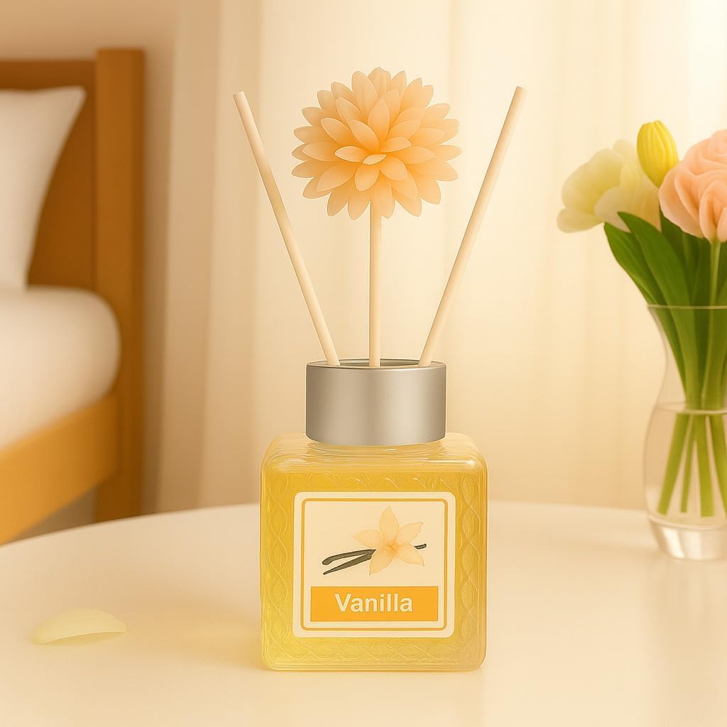 UCRAVO Vanilla & Lemon Reed Diffuser Combo Set Long-Lasting Home Fragrance for Living Room, Bedroom, Bathroom & Office | Floral Decorative Aroma Diffuser Bottles Air Freshener Gift Set for Home Décor