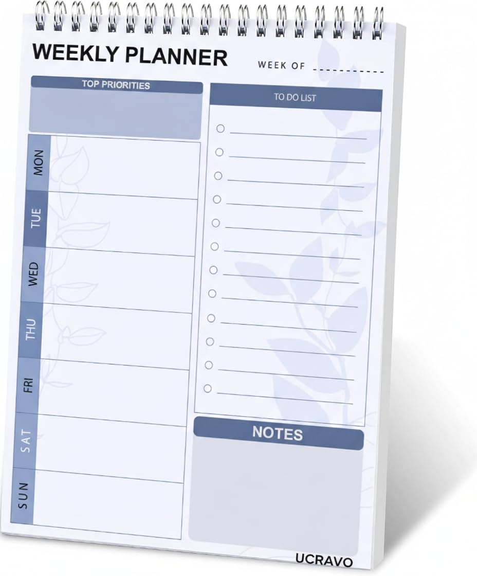 UCRAVO Weekly Planner Notepad Desk Pad with Monday to Sunday Schedule,Top Priorities Box,Weekly To Do List Checklist & Notes Section Undated Productivity Organizer Notebook for Office Desk Planning
