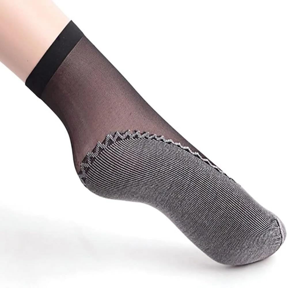 UCRAVO 2 Pair Silky Nylon Ankle Socks for Women & Girls | Thin Elastic Silk Feel Socks | Anti-Slip No Show Low Cut Nylon Stockings | Lightweight Breathable Short Socks for Daily Wear Office Casual