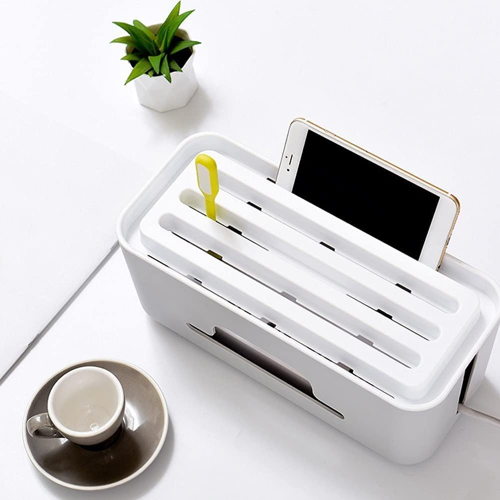 UCRAVO Cable Management Box with Mobile Stand - Power Strip, Cords, Wires | Surge Protector Hiding Cover Organizer for desk Management Box with Mobile Stand Hiding Cover Organizer for Home, Office