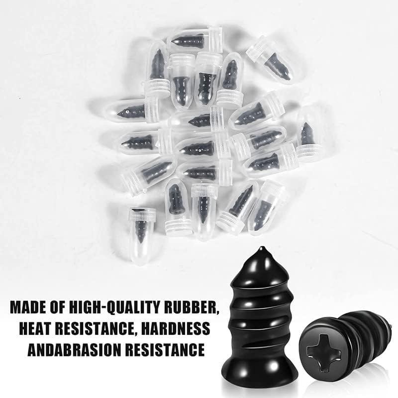 UCRAVO 20Pcs Tire Repair Nails, Car Vacuum Tire Repair Rubber Nails Kit, Self-Service Tire Repair Nail, Quick Puncture Repair Tools, Suitable for car, Motorcycle, ATV, Truck, Tire Puncture Repair