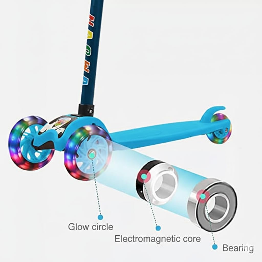 UCRAVO Kids 3 Wheel Scooter for Boys & Girls Adjustable Height Kick Scooter for Toddlers & Kids Lean to Steer Baby Scooter with LED Wheels Anti-Slip Deck Indoor Outdoor Ride-On Toy for Age 2–6 Years