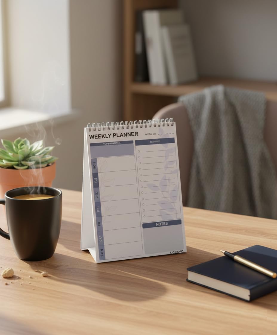 UCRAVO Weekly Planner Notepad Desk Pad with Monday to Sunday Schedule,Top Priorities Box,Weekly To Do List Checklist & Notes Section Undated Productivity Organizer Notebook for Office Desk Planning