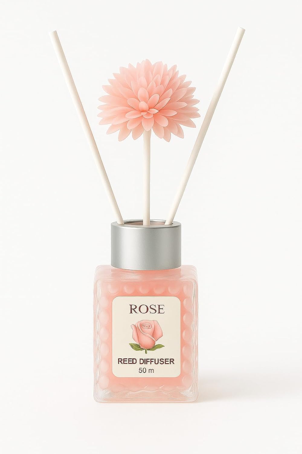 UCRAVO 50ML Rose Reed Diffuser for Home & Office | Long Lasting Roses Aroma Diffuser Oil | Floral Home Fragrance Reed Diffuser | Natural Rose Scented Room Freshener | Aromatherapy Diffuser Set (1 Pc)