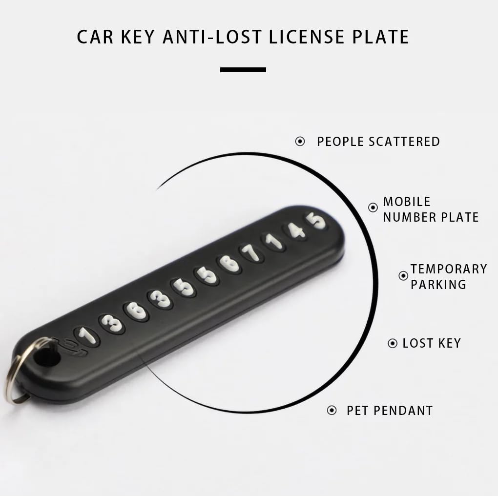 UCRAVO Car Keychain Pendant Number Plate Leather Rope Key Ring Keychain Accessories Fashion Car Accessories Suitable for Car Keychain Anti-Lost Phone Number Plate Braided Rope Pendant Men, Women