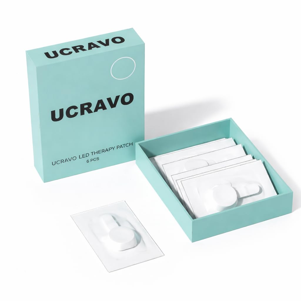 UCRAVO LED Acne Treatment Patch for Pimples & Breakouts | Acne Bye LED Therapy Patch with Blue Light Technology | Reusable Acne Spot Corrector for Face | Fast Pimple Reduction Device | 6 Pcs Pack