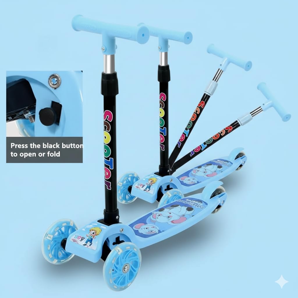 UCRAVO Kids 3 Wheel Scooter for Boys & Girls Adjustable Height Kick Scooter for Toddlers & Kids Lean to Steer Baby Scooter with LED Wheels Anti-Slip Deck Indoor Outdoor Ride-On Toy for Age 2–6 Years