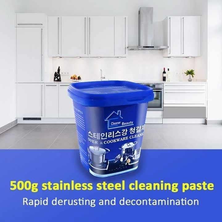 UCRAVO Multipurpose Quickly Cleaner & Polish Remover Paste | Stainless Steel Oven, Cookware & Kitchen Surface Cleaner | Heavy Duty Scrub, Degreaser, Stain Remover, Polish & Shine Paste for ALL