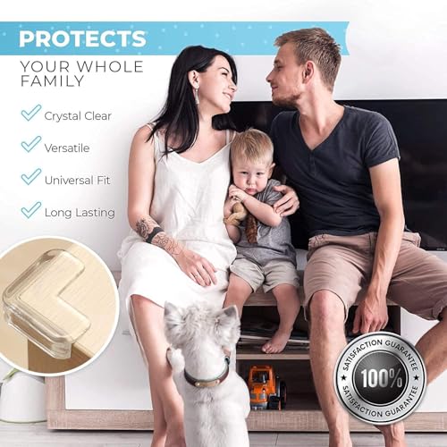 UCRAVO 8 pcs Brown Baby Safety Table Corner Protectors, Furniture Corner and Edge Safety Bumpers, Soft Rubber Foam Cushion Covers, 3M Taped Corner Guards, Baby Child Proofing Pads Rubber Corners