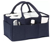 UCRAVO Baby Diaper Organizer,Diaper Caddy Felt Storage Box with Pocket,Portable Baby Wipes Basket with Compartment,Nursery Storage Bin Foldable Carrying Bag Organizer for Car Travel -Blue