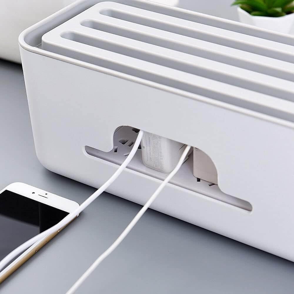 UCRAVO Cable Management Box with Mobile Stand - Power Strip, Cords, Wires | Surge Protector Hiding Cover Organizer for desk Management Box with Mobile Stand Hiding Cover Organizer for Home, Office