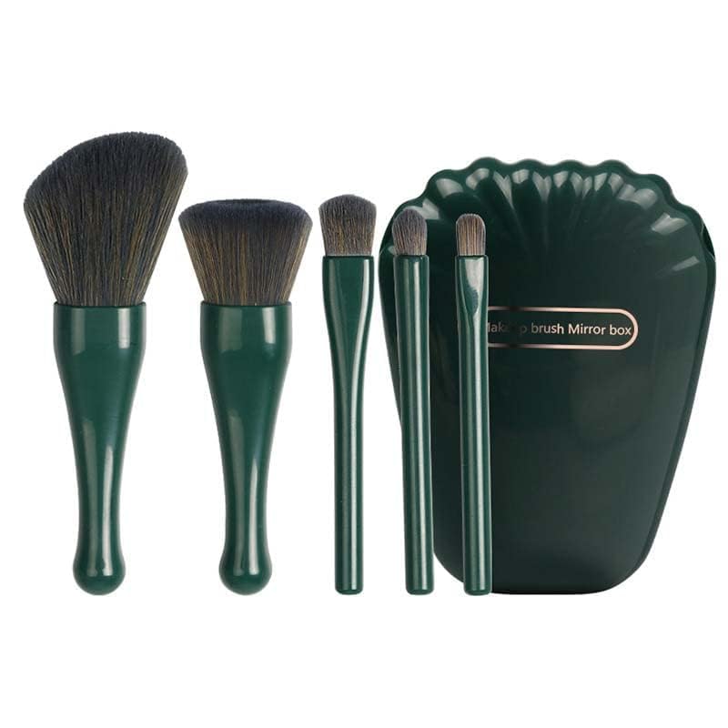 UCRAVO Makeup Brushes 5Pcs Mini Travel Set – Foundation Brush, Eyeshadow Brush, Powder & Blending Brushes, Compact Professional Makeup Brush Kit for Travel, Purse & Everyday Use