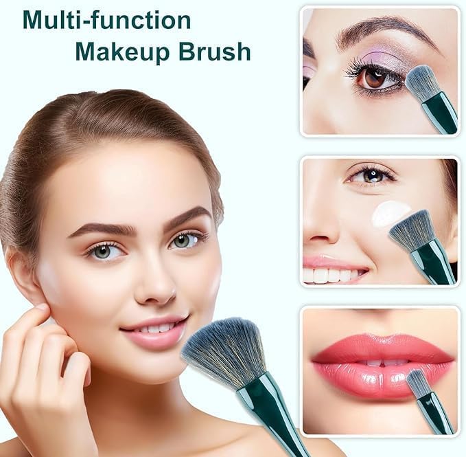 UCRAVO Makeup Brushes 5Pcs Mini Travel Set – Foundation Brush, Eyeshadow Brush, Powder & Blending Brushes, Compact Professional Makeup Brush Kit for Travel, Purse & Everyday Use